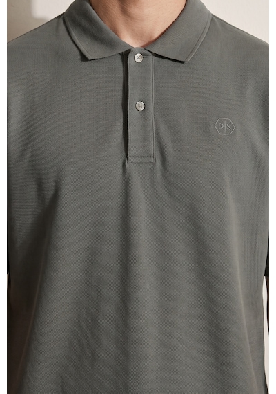 D'S Damat Ds Damat Regular Fit Füme %100 Pamuklu Uzun Ömürlü Kıvrılmaz Polo Yaka Nakışlı T-shirt 4hc14ort51000 F01