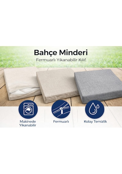 Miralay Bahçe Minderi - Fermuarlı Yıkanabilir Kılıf Krem