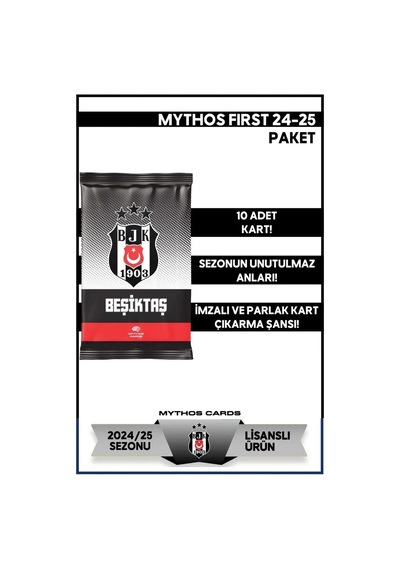 Mythos Cards Beşiktaş 2024-2025 Sezonu Fırst Koleksiyon Kartları Eğlenceli Aile Oyunu 10 Adet