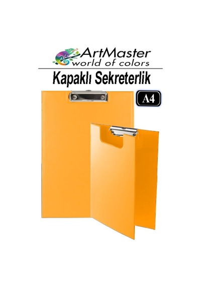 A4 Turuncu Kapaklı Sekreterlik 1 Adet Renkli Klipsli Metal Mekanizmalı 80 Yaprak Kapasiteli Ofis Büro