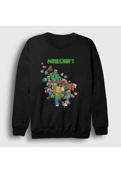 Presmono Unisex All Minecraft Sweatshirt Siyah