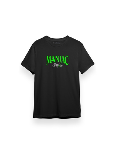 Stray Kids Maniac 2nd World Siyah Kısa Kol Erkek Tshirt 001