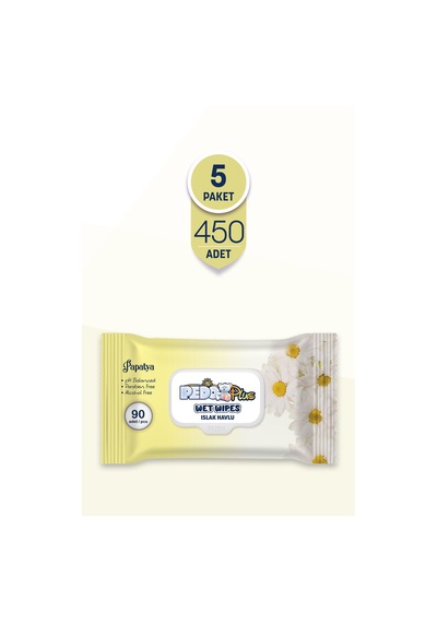 Pedo Papatya Kokulu Islak Mendil 90'lı 5 Paket