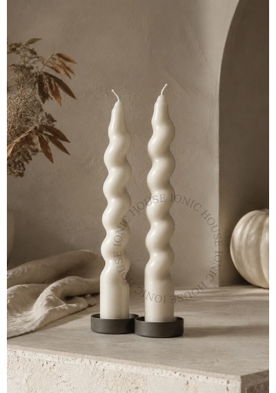 Pumpkin Spice Kokulu Dekoratif Şamdan Mum Kırık Beyaz 2 Li Set Twist