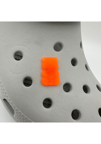 Crocs Terlik Süsü Ve Aksesuarı , Çanta Süsü Jibbitz Hribo Ayıcık Şeffaf Alt 03 Görsel Figür Aksesuar Neon Turuncu