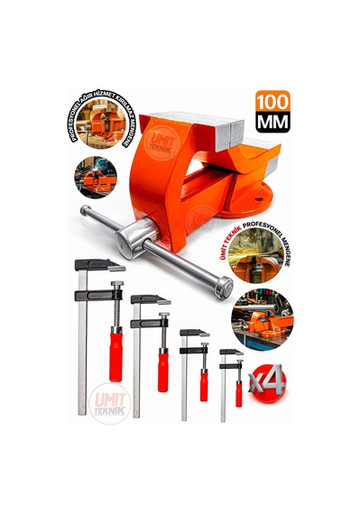 Kırılmaz 100mm+f 150mm Gövde 5parça Masa Tezgah Mengenesi Ahşap Çelik Mobilyacı Işkencesi Kıskaç Set