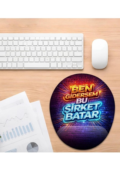 Ben Gidersem Bu Şirket Batar Esprili Bilek Destekli Mouse Pad Çok Renkli