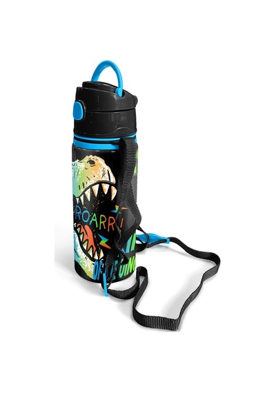 Coral High Kids Gri Dinozor Desenli Pipetli Alüminyum Matara 600 Ml 11944