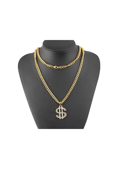 Hip Hop Rap Thug Life Gangster Sarı Dolar Kolye Zinciri Çok Renkli
