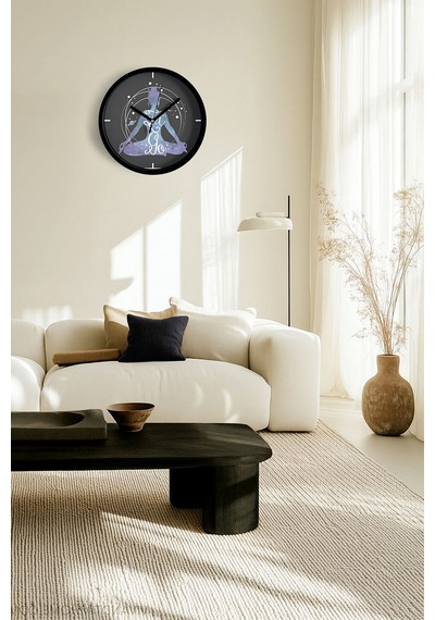 Modern Duvar Saati - 25cm - Önü Camlı Siyah Kasa - Sessiz Mekanizma-jh0179 Siyah