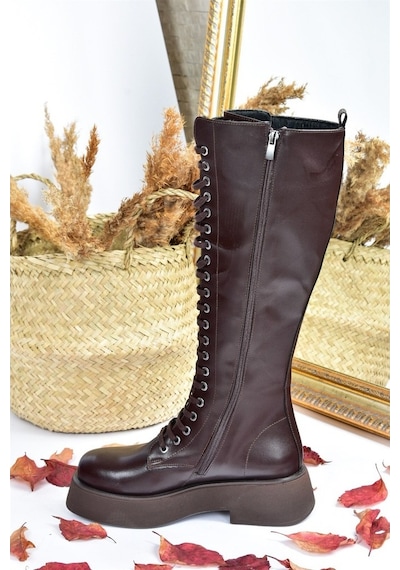 Fox Shoes Kahverengi Bağcıklı Günlük Kadın Çizme L610130909