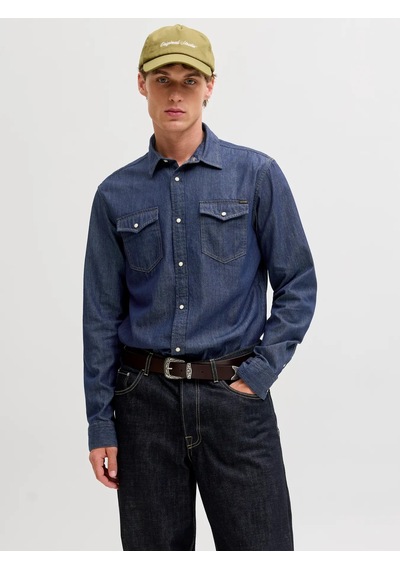 Jack & Jones Erkek Koyu Mavi Kot Gömlek - 12138115