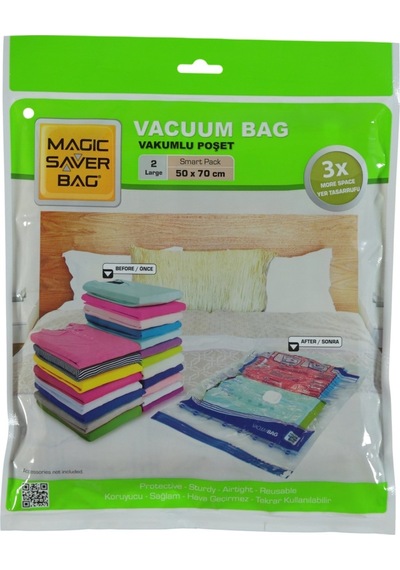 Vakumlu Poşet - Hurç Large Boy 50 cm X 70 cm Magic Saver Beyaz