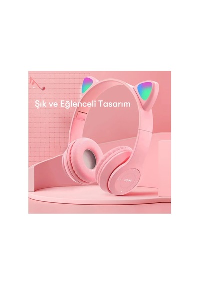 Kulaklık Aksesuarları P47m Kablosuz Kedi Kulaklık - Mor