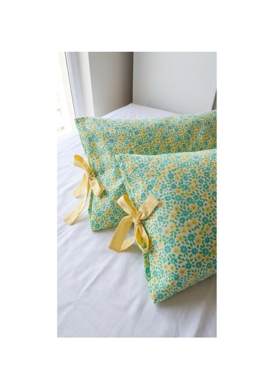 %100 Pamuklu Çiçek Desenli Bağcıklı Yastık Kılıfı 2 Adet 50x70 Cm Yeşil - 864755501 Yeşil