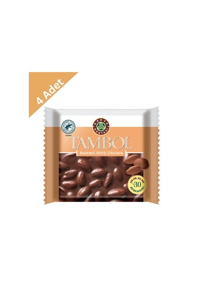 Kahve Dünyası Tambol Badem Sütlü Çikolata 77 G X 4 Adet - Bütün Bademli Çikolata