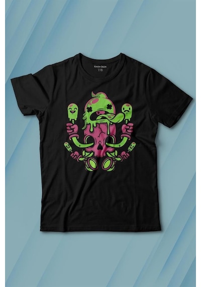 Kendim Seçtim Icecream Skull Dondurma Kurukafa Street Wear Baskılı Tişört Çocuk T-shirt 001