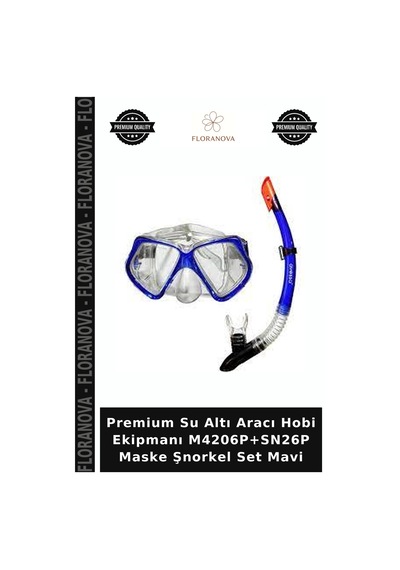 Premium Su Altı Aracı Hobi Ekipmanı M4206p+sn26p Maske Şnorkel Set Mavi