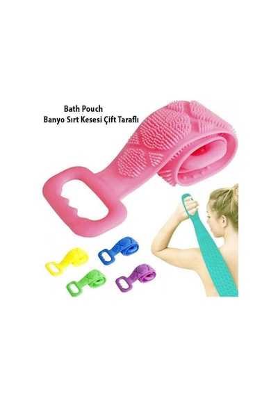 Banyo Duş Çift Taraflı Silikon Kese Masaj Fırçası Kese 70 CM