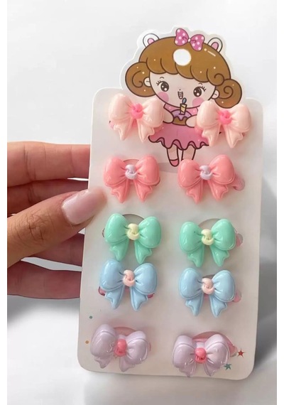 Caş Dekorasyon 10'lu Karışık Renk Kurdeleli Lastik Toka Karışık - Çok Renkli