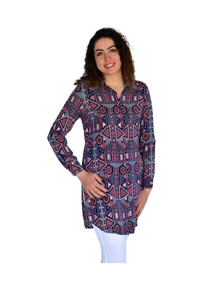 Kadın Nokta Desen Viscon Gömlek Bgl-st04242 Lacıvert