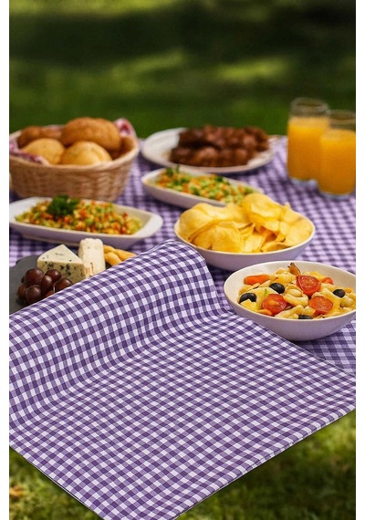 Zefir Desen Sofra Bezi Masa Örtüsü 170 X 170 Cm Lila Çok Renkli
