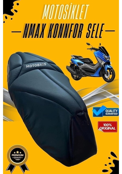 Motobros Yamaha Nmax İle Uyumlu Özel Kalıp Visco Süngerli Ultra Konforlu Konfor Sele Pedi, Siyah