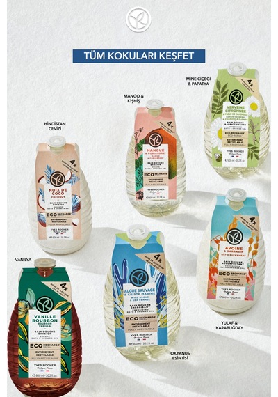 Yves Rocher Eko Refill Yedek Duş Jeli-nemlendirici Serinletici Okyanus Esintisi- Sls,sles İçermez,vegan- 600ml Diğer