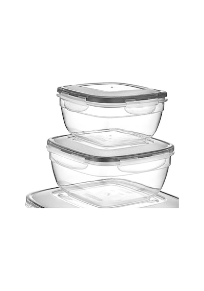 Plastartt Fresh Box Kare 3'lü Saklama Kabı - 600-1000-1700 Ml Çok Renkli