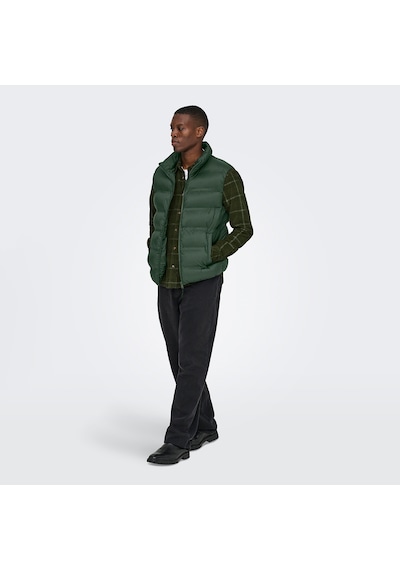 Only & Sons Only&sons Union Seamless Life Puffer Erkek Haki Dik Yaka Yelek Haki
