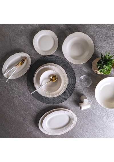 Aryıldız Tiffany Gold 30 Parça 6 Kişilik Yemek Takımı Beyaz - Gold