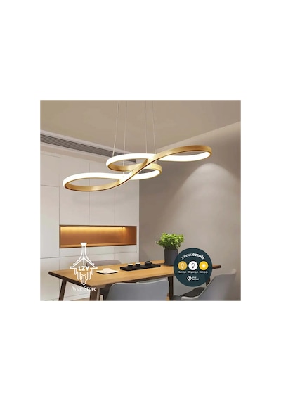 3 Renkli Modern Sanatsal Kıvrımlı Led Sarkıt Avize Eskitme Mutfak Salon Antre Hol İçin Altın