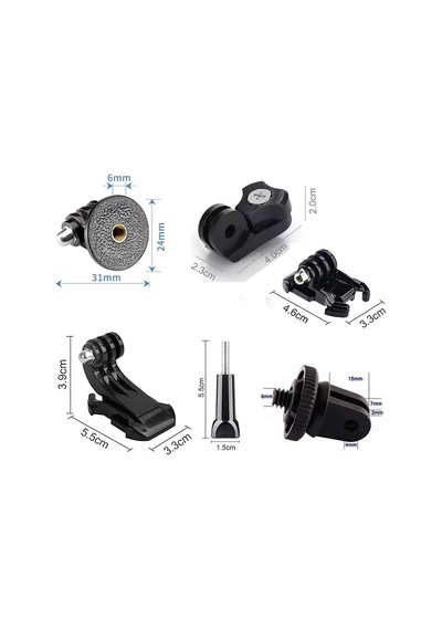 Gplus Gp6035vjha 6 Parça Aksiyon Kamera Aksesuarlarıyla Uyumlu Dönüştürücü Çevirici Adaptör Paketi Adapter Set Siyah