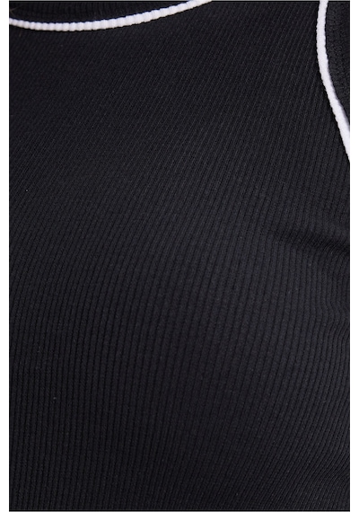 Tudors Kadın Slim Fit Dar Kesim Pamuklu Askılı Bisiklet Yaka Biyeli Siyah Crop Atlet-50980