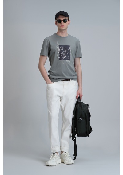 Lufian Nally Modern Grafik T- Shirt Yesil Yeşil 111020205100600 111020205100600 Yeşil