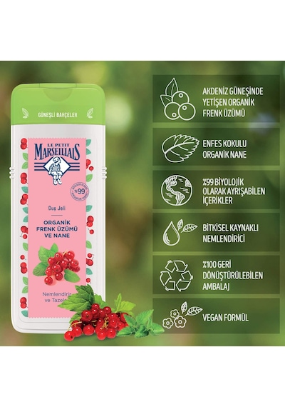 Le Petit Marseillais Organik Frenk Üzümü ve Nane Duş Jeli 400 ML