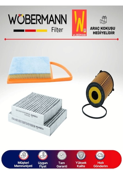 Wöbermann Citroen C4 Cactus 1.6 E-hdı Filtre Bakım Seti 2014-2017 3'lü Karbonlu
