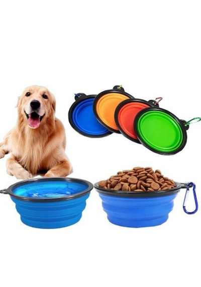 Katlanabilir Silikon Kedi Köpek Mama Ve Su Kabı Taşınabilir Seyahat Evcil Hayvan Kabı