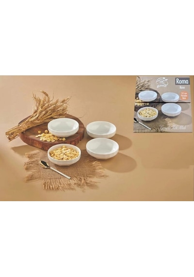 Cooker Yuvarlak Porselen Kase Seti 14 Cm 4'lü Beyaz