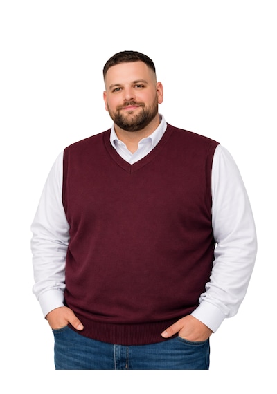 Battalmoda Erkek Büyük Beden Bordo V Yaka Süveter 3xl-4xl-5xl-6xl