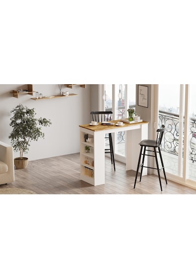 Yurudesign Style Bar Masası Mutfak Yemek Masası Atlantik Çam-Beya Yurudesign Style Bar Masası Mutfak Yemek Masası Atlantik Çam-Beya