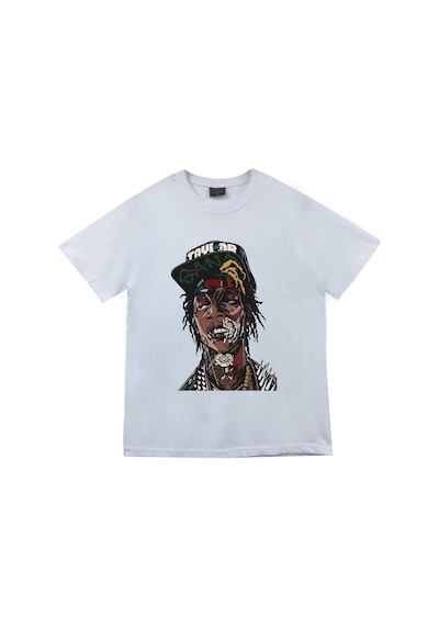 Stoned&Fame Unisex Wiz Khalifa Baskılı T-shirt Beyaz
