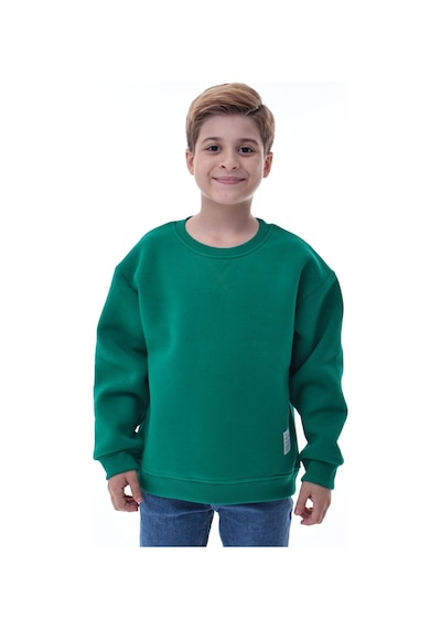 Erkek Çocuk Sweatshirt %100 Pamuk Rahat Kalıp 5-10 Yaş Yeşil