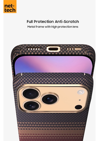 Nettech Apple Uyumlu iPhone 17 Pro Nt n076 Kevlar Karbon Arka Koruma Kılıf Çöl