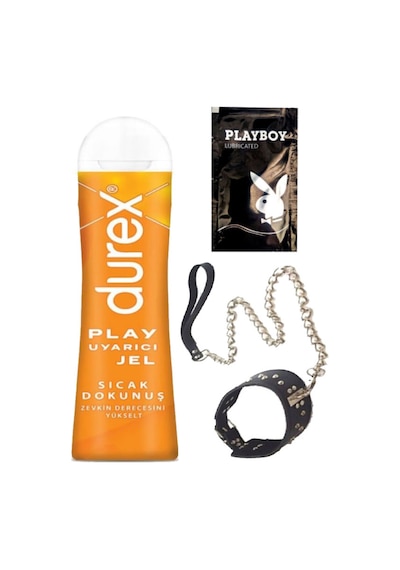 Durex Play Sıcak Dokunuş Bay Bayan Uyarıcılı Jel 100 Ml + Siyah Deri Tasma + Hediye