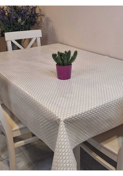 Ithal Pvc Muşamba - Desenli Silinebilir Masa Örtüsü 07iz10 Bej