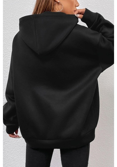 Uyguntarz Unisex All Day Rabbit Baskılı Sweatshirt siyah