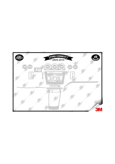 Ford Connect 2009-2014 Torpido Konsol Trim Göğüs Maun Kaplama Set 49 Parça Gümüş
