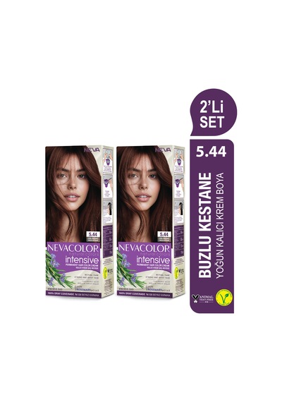 Intensıve 2'li Set 5.44 Buzlu Kestane Kalıcı Krem Saç Boyası Seti