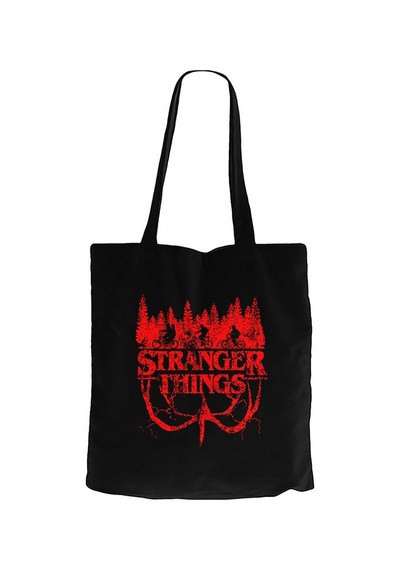 Stranger Things 4 Siyah Kanvas Bez Çanta Siyah